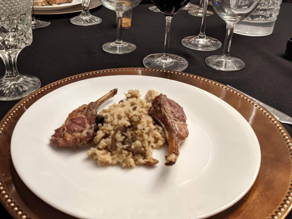 Lamb Lollipops Plated with Cauliflower Rice Risotto