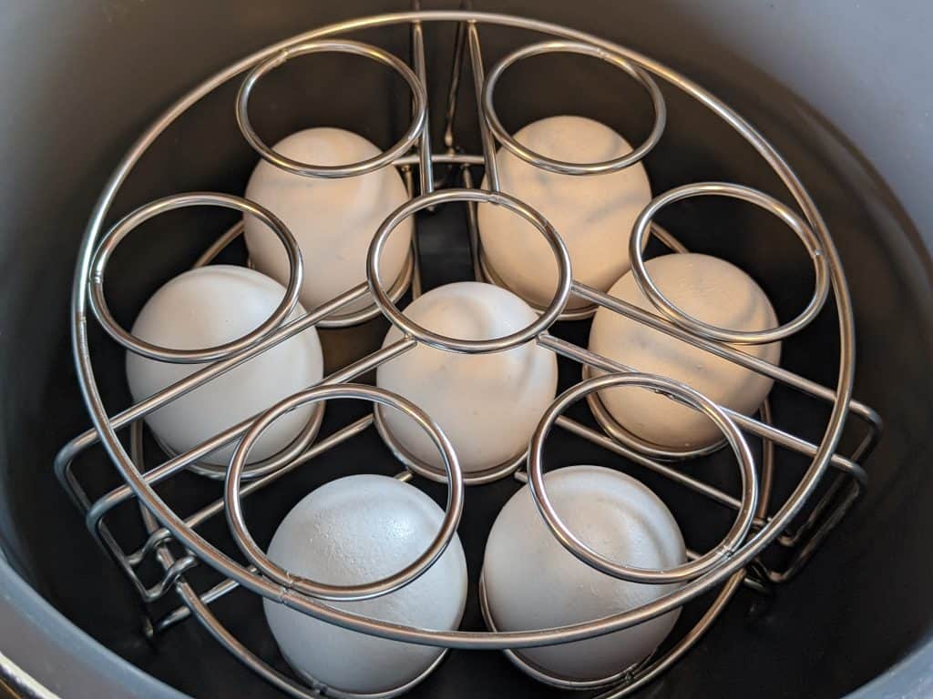 Eggs in rack in Instant Pot 1