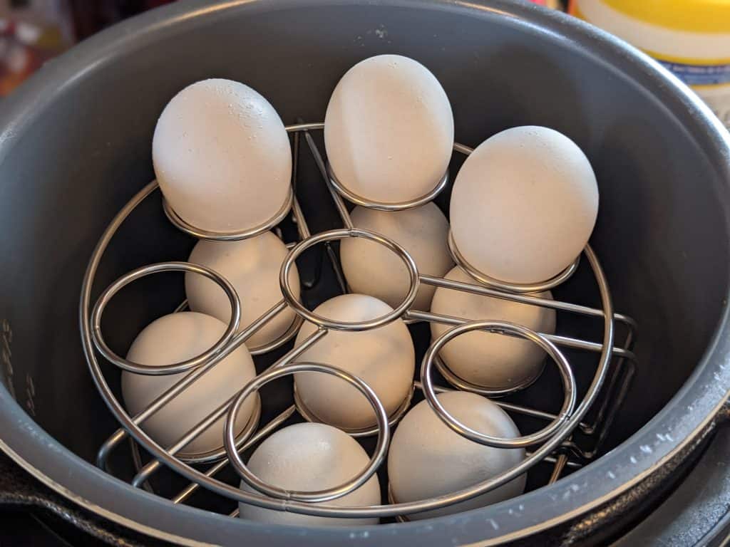 Eggs in racks in Instant Pot