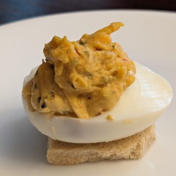 Italian Deviled Egg on a piece of keto toast