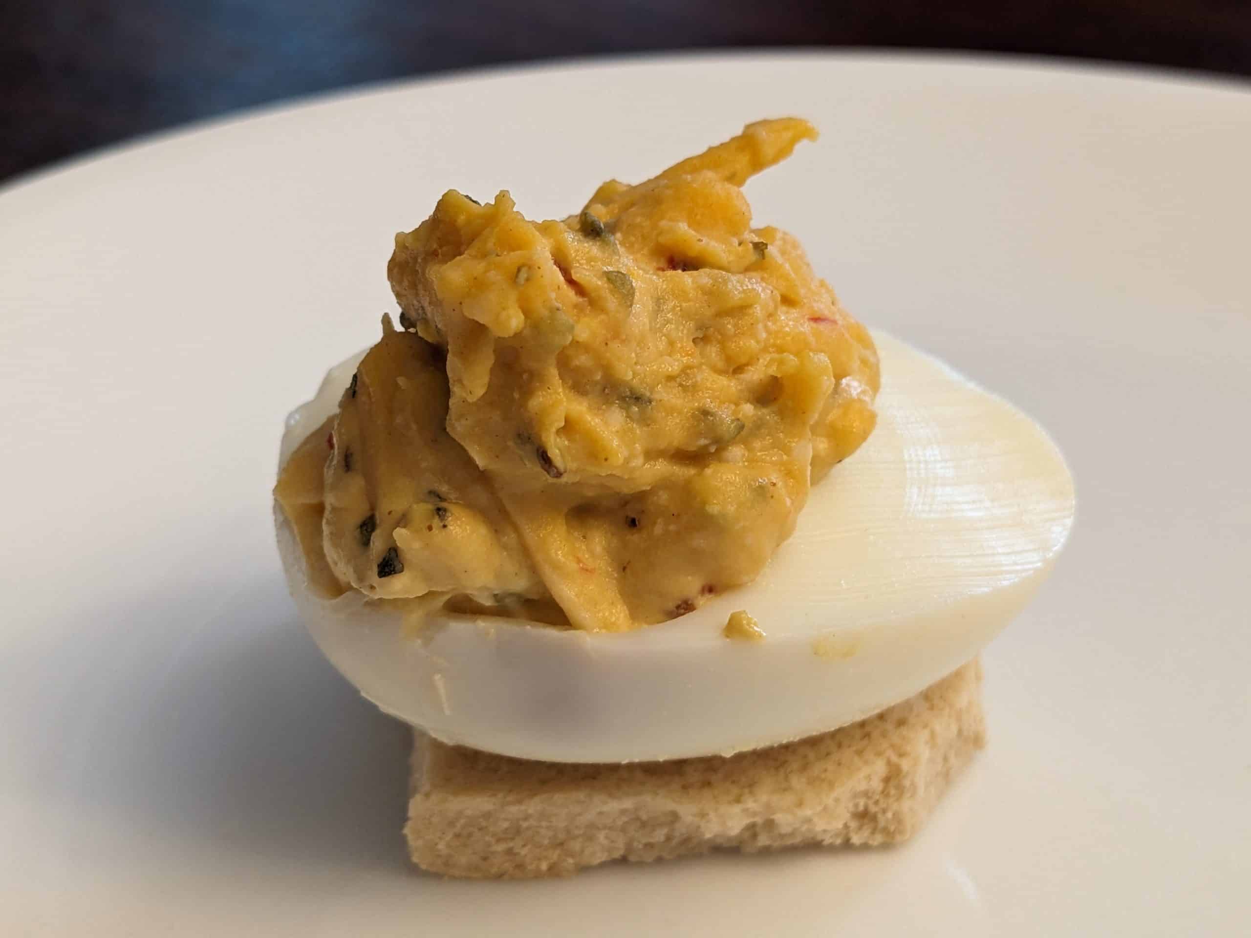 Italian Deviled Egg on a piece of keto toast