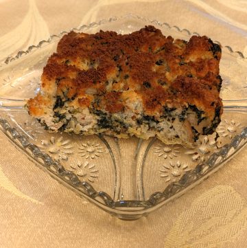 Keto Spinach and Artichoke Casserole - Finished Casserole - Cut Piece