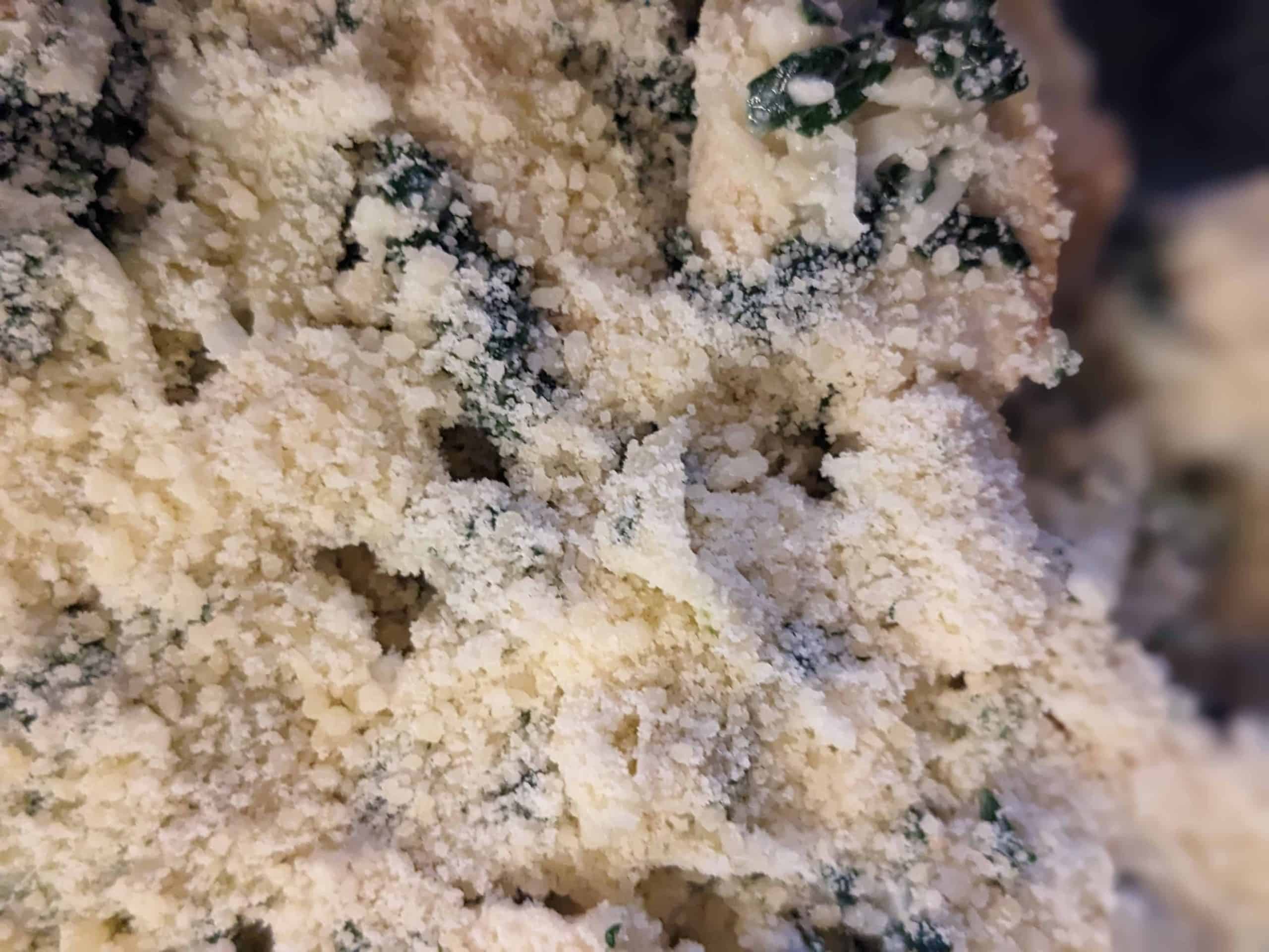 Keto Spinach and Artichoke Casserole - Uncooked but mixed - Close Up