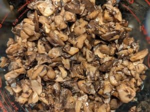Diced mushrooms cooked