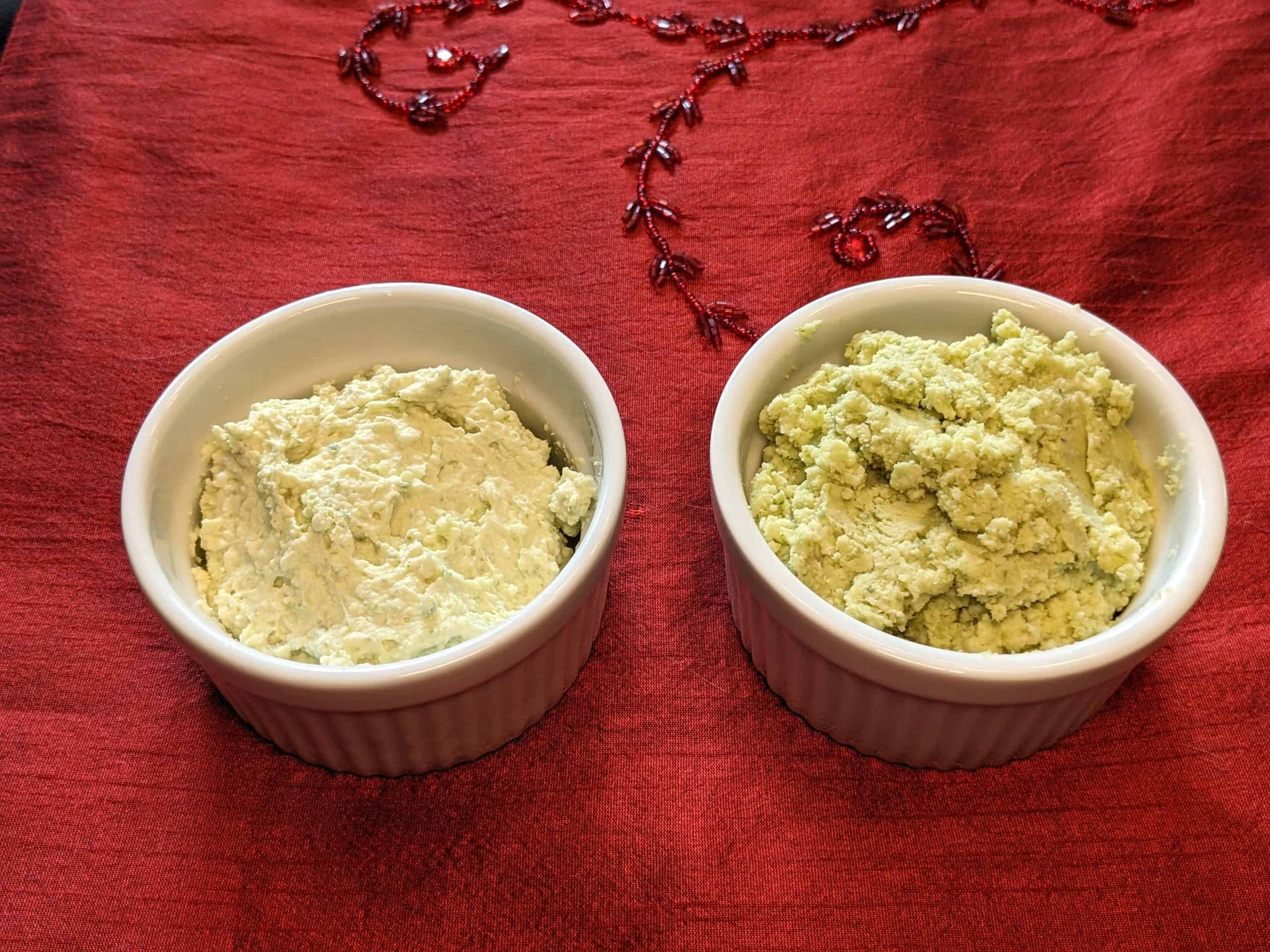 Whipped Pesto Spread and Dip in small bowls