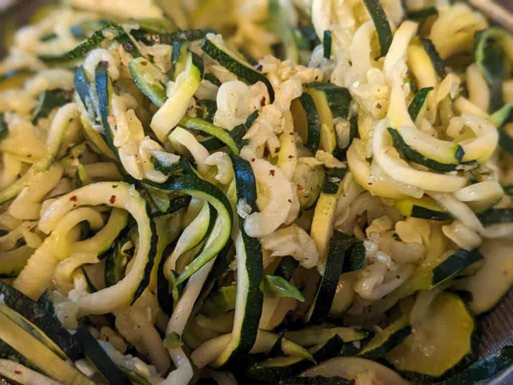 Cooked zucchini noodles