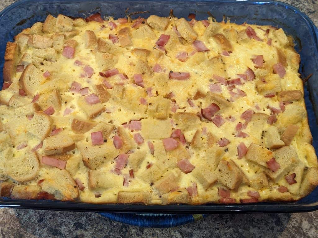 Ham and Cheese Breakfast Strata - Whole Casserole