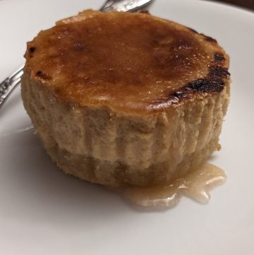 Irish Cream Creme Brulee Mini Cheesecake on a plate