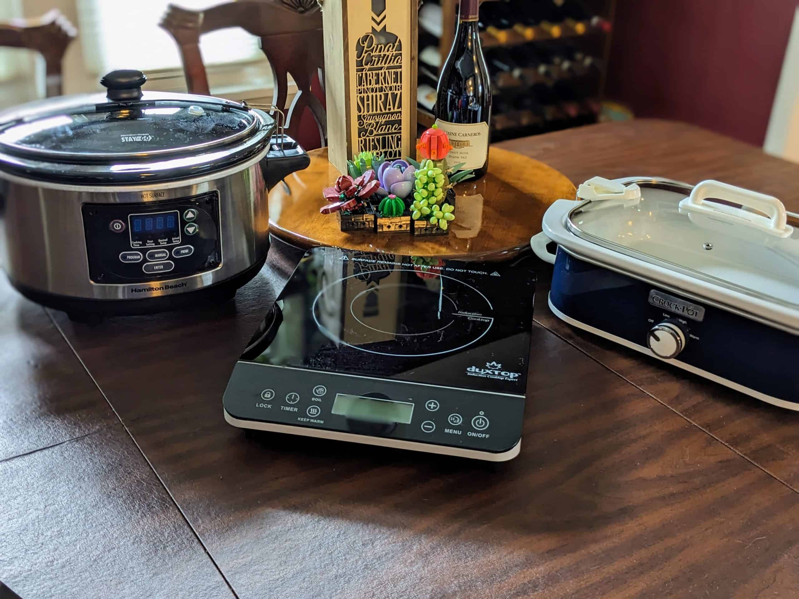6 quart crockpot, induction burner, and casserole crockpot