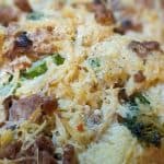 Creamy Garlic, Broccoli, and Mushroom Spaghetti Squash - finished and close-up