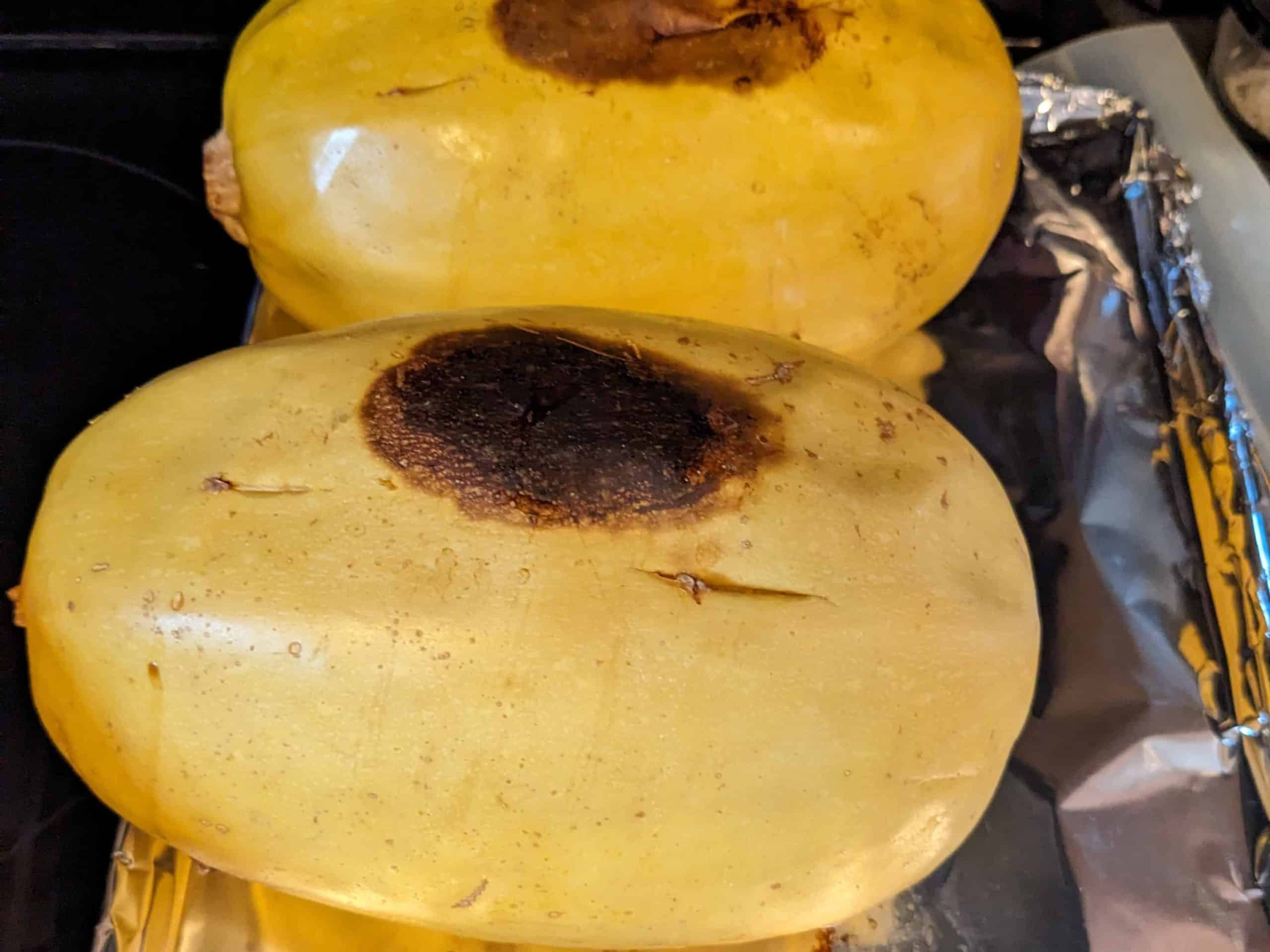 2 whole spaghetti squash roasted on baking sheet