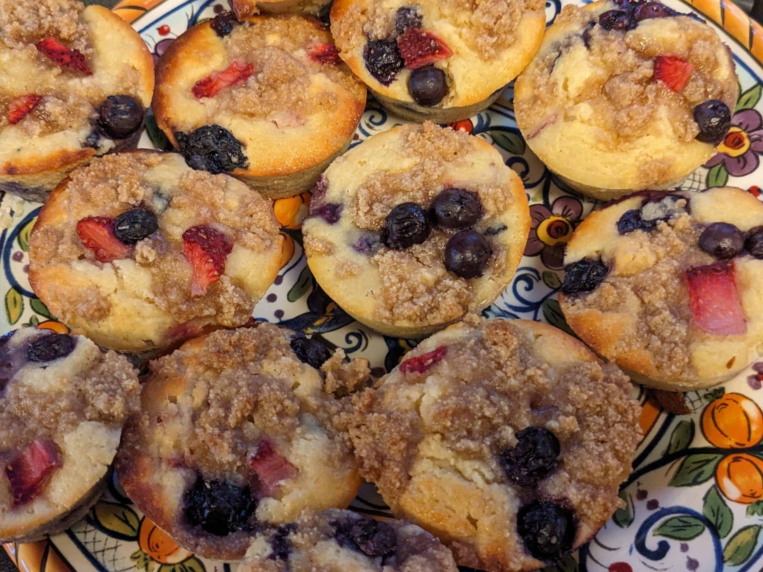 Keto Berry Cobbler Muffins - finished and plated