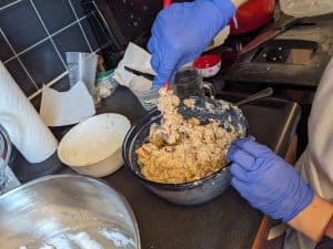 Folding egg whites into batter