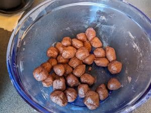 Small balls of keto tootsie roll dough