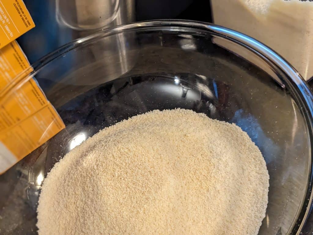 Sifted dry ingredients for keto vanilla cake