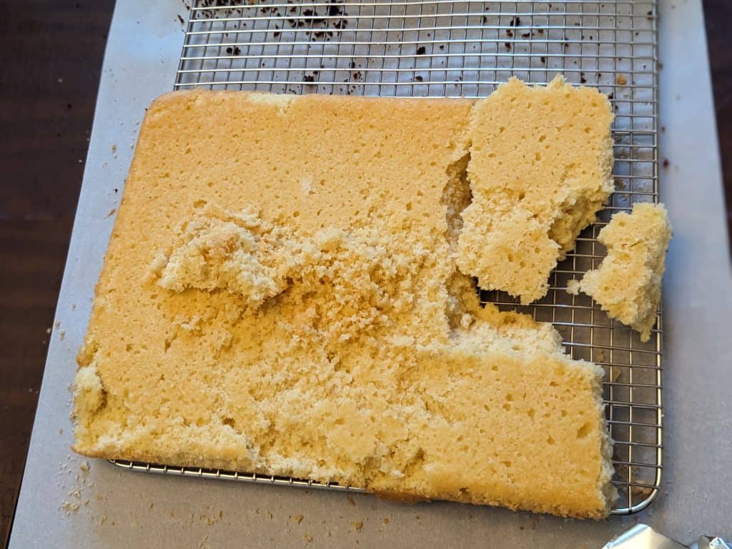 Keto vanilla cake cooling on wire rack