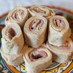 Jammy Ham and Cheese Low Carb Roll-ups plated