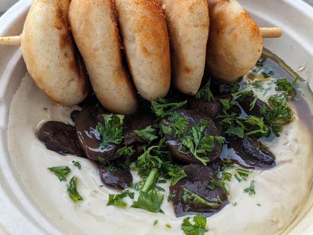 Boujee Baba Bowl - Truffle and Mushroom Hummus with BBQ dry rub dusted pita puffs