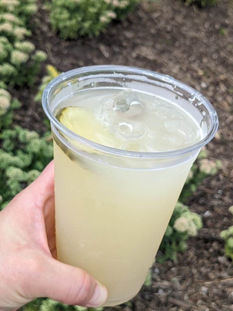 Pickle Lemonade in a plastic cup