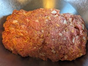 Forming the loaf of Bacon Cheddar Meatloaf