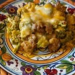 Broccoli Pumpkin Queso Casserole - Baked and Plated angled shot