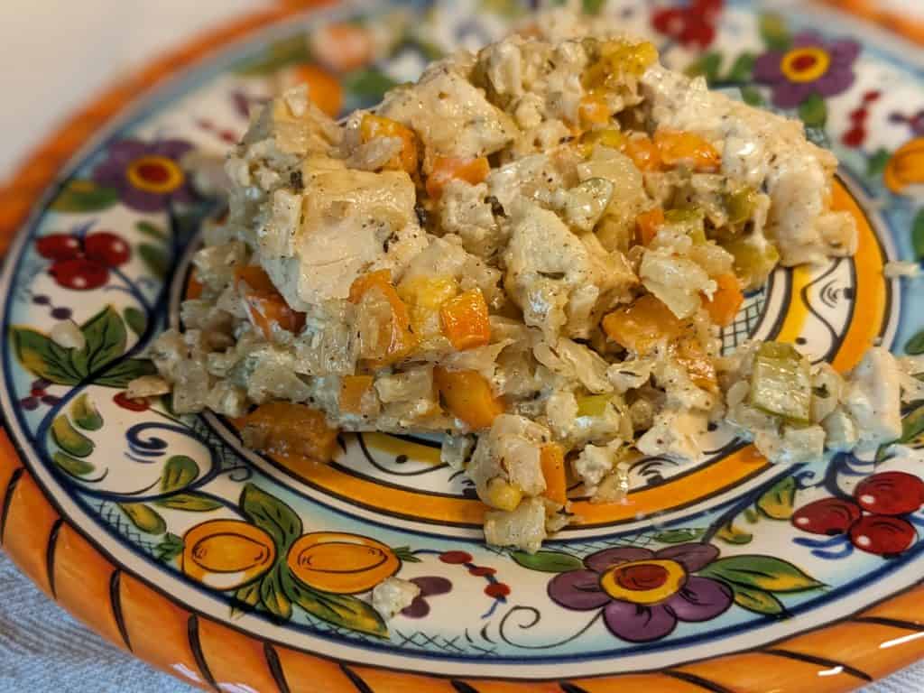 Cozy Chicken and Cauliflower Casserole Close Up