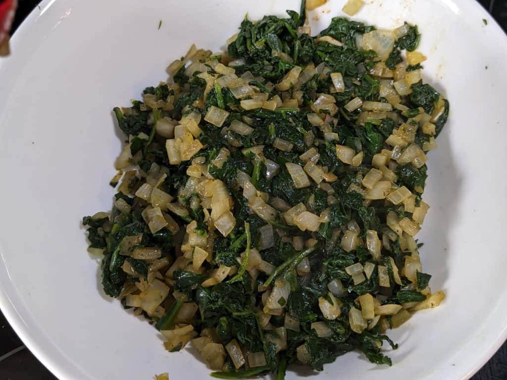 Cooked Spinach and Chopped Onions