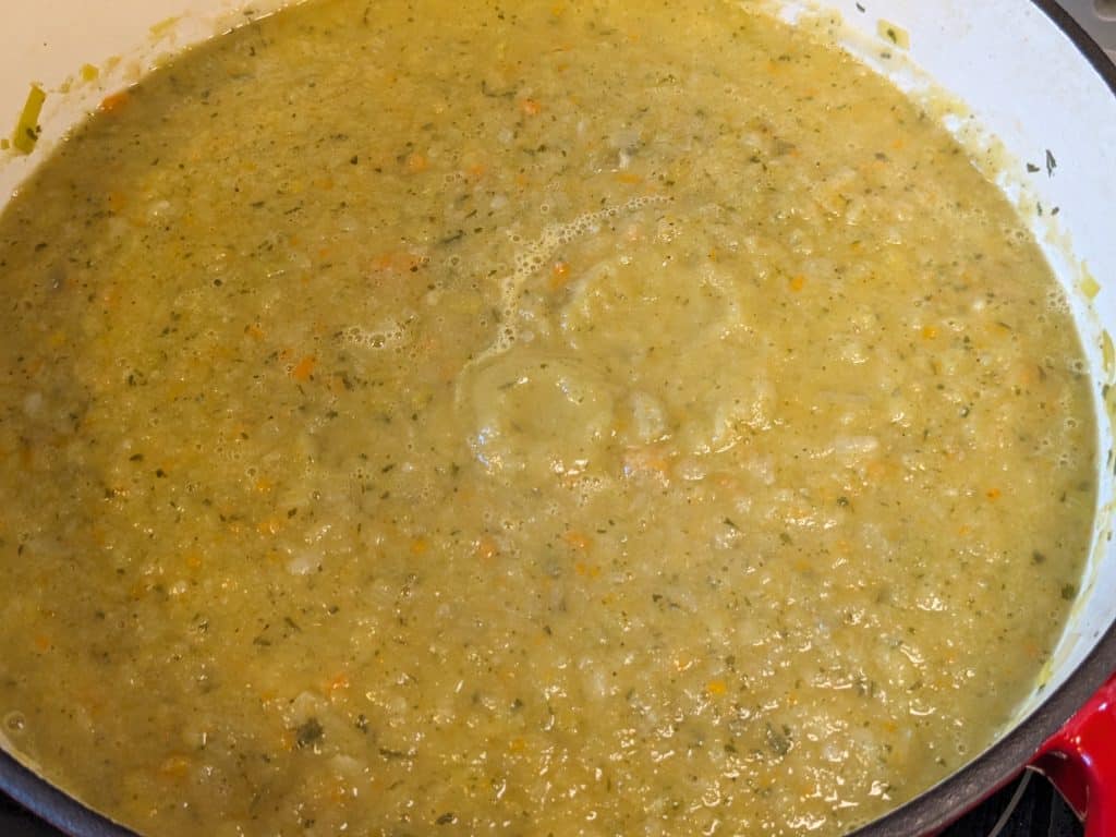 Leek and Cauliflower Soup after blending