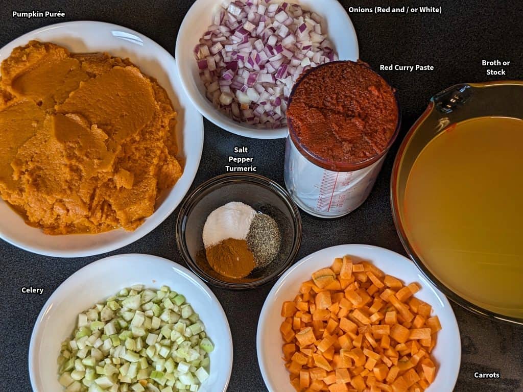Savory Pumpkin Soup Ingredients Labeled