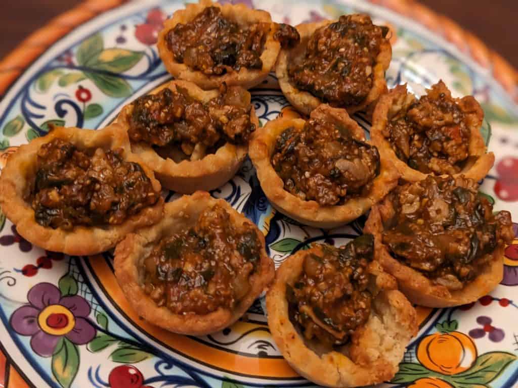 Harissa Lamb Tartlets plated without any toppings