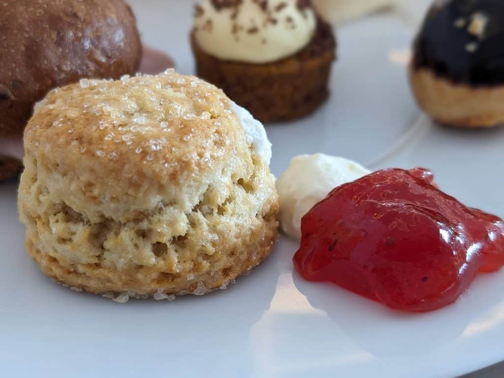 Mini Scone with Whipped Cream and Strawberry Jam