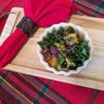 Butternut Squash, Broccoli, and Kale Salad with Roasted Garlic Dressing on a plate