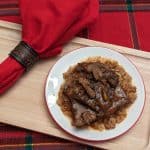 Easy Keto Pot Roast with Creamy Cauliflower Rice Risotto on a plate