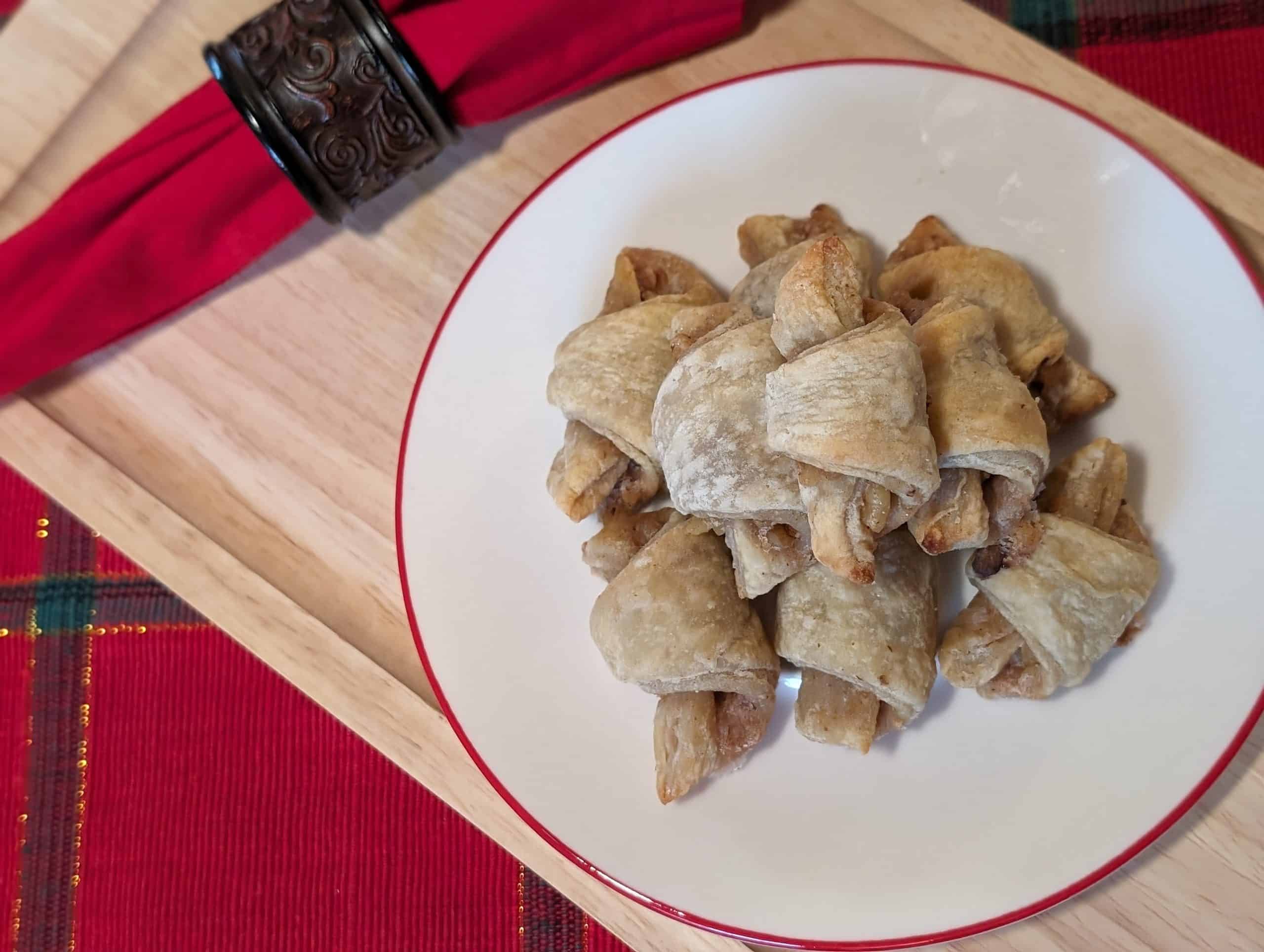 Keto Butter Horn Cookies on a plate from above