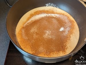 Ingredients in a saucepan but not yet mixed for Chocolate Salted Caramel sauce