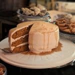 Pumpkin Layer Cake with Caramel Buttercream Frosting, showing cross-section