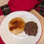 Sugar Free Chocolate Hazelnut Hummus on a plate with BBQ Dusted Keto Flatbread