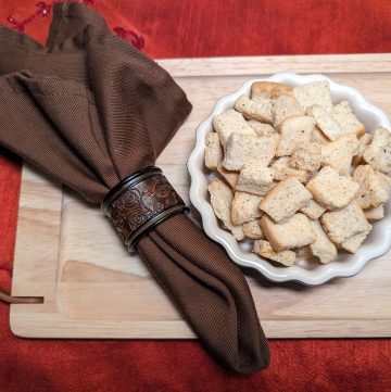 Keto Garlic Pepper Croutons on a plate