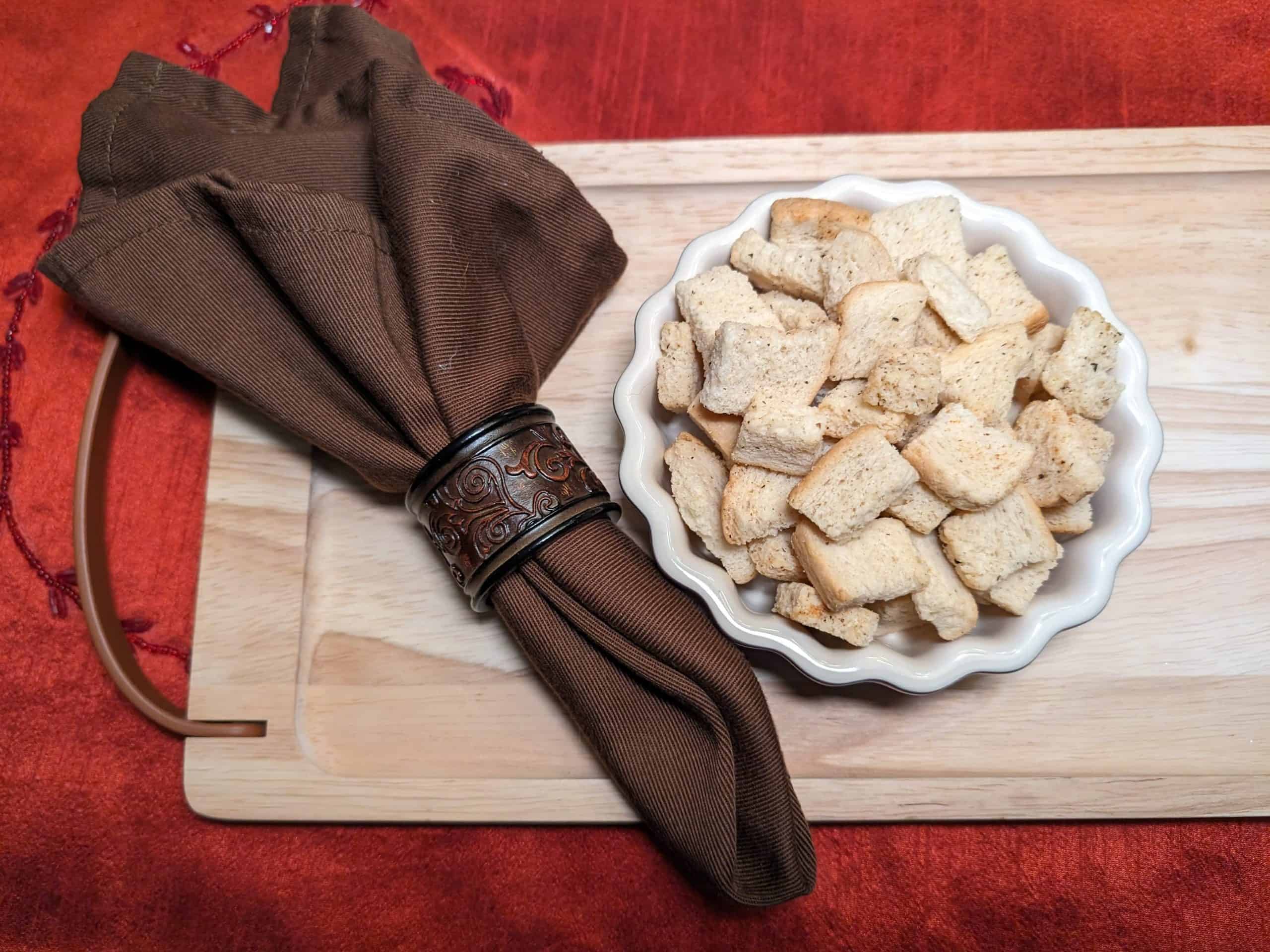 Keto Garlic Pepper Croutons on a plate