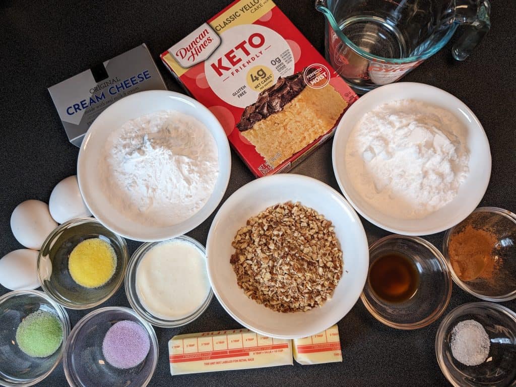 Ingredients for King Cake Earthquake Cake