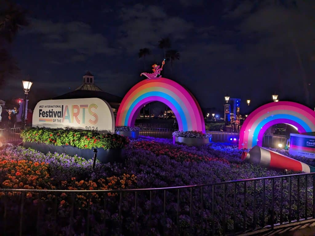 Sign for Epcot International Festival of the Arts 2024 at Epcot in Disney World