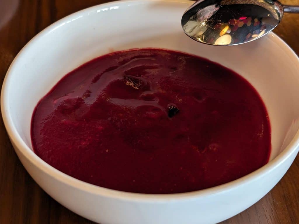 Bowl of cold beet soup