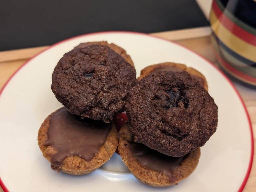 Lower Carb Cherry Brownie Bites - plated close-up