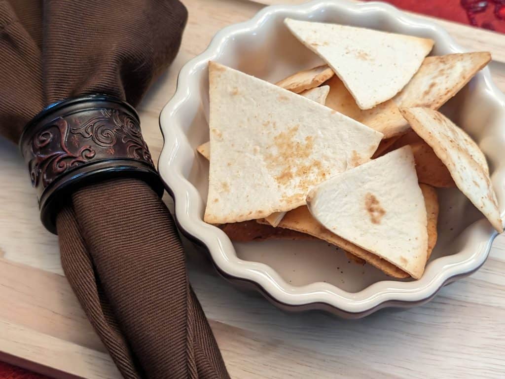 Easy Keto Pita Chips plated close-up