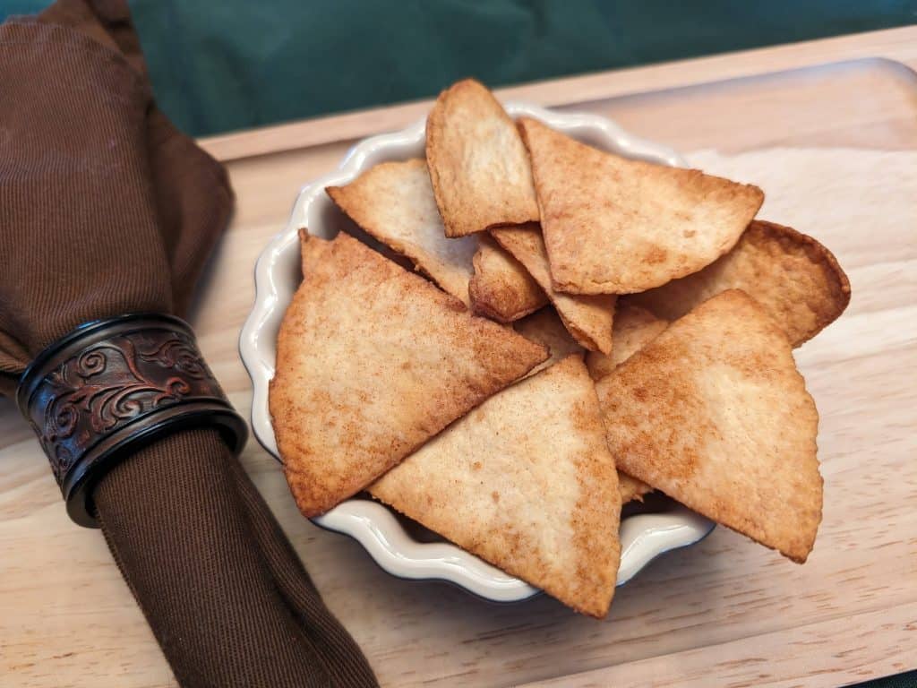 Keto Cinnamon Chips Plated Close-up