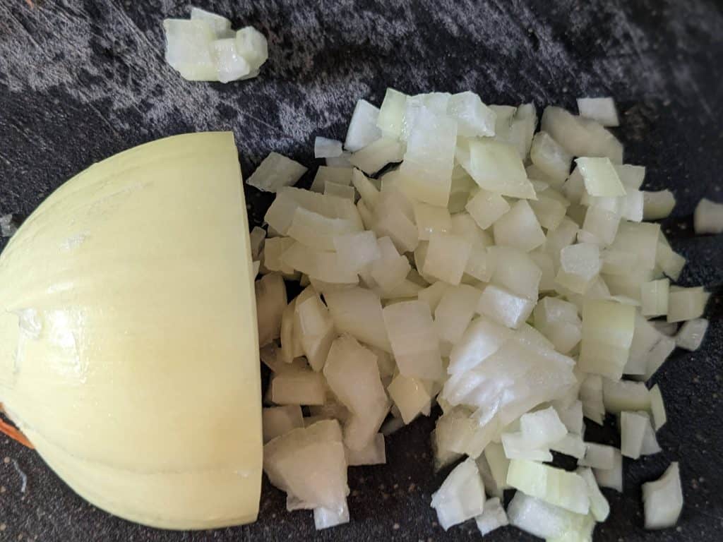 Chopping raw onion