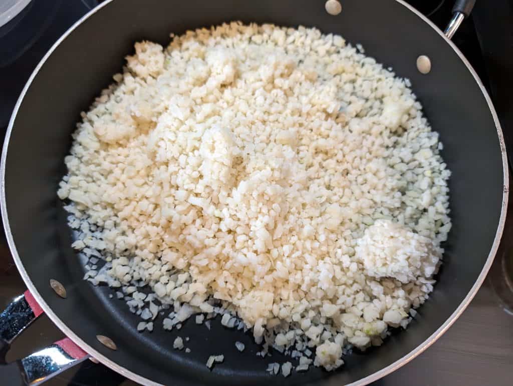 Cauliflower Rice in a pan