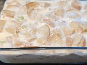 Keto Pineapple Bread Pudding - Ready to bake in casserole dish