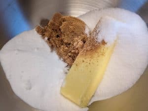 Butter and Sweeteners in a mixing bowl