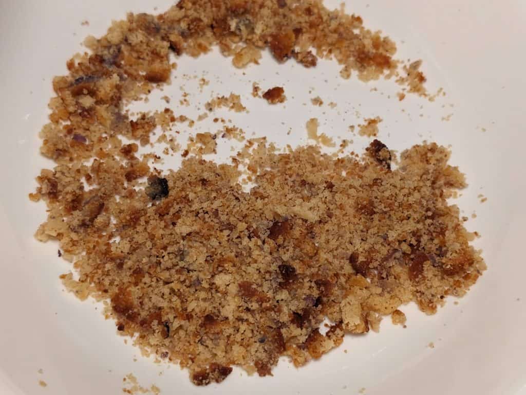 Cookie crumbs in a wide, shallow dish
